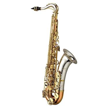 Imagem de Saxofone profissional saxofone tenor prateado dourado lacado chaves saxofone tenor bocal palhetas pescoço instrumento musical acessórios latão sax iniciante kit