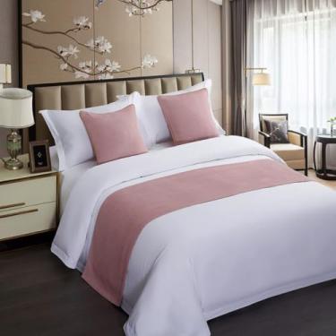 Imagem de Cachecol de corredor de cama de hotel, luxuoso, simples, colchas, decorativo, resistente a vincos, roupa de cama, proteção para quarto, toalha de cauda de cama para cama de solteiro queen king size