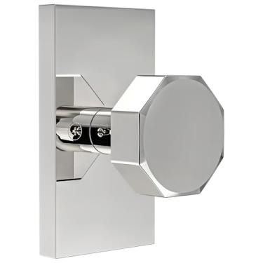 Imagem de Puxadores de porta interior retangular roseta moderna passagem redonda maçanetas de porta para hall e armário, cromado polido