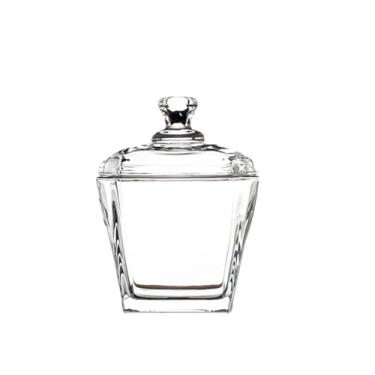 Imagem de Tigela de açúcar de vidro com tampa, prato hermético de doces, elegante armazenamento de bancada de cozinha para açúcar, doces, lanches e cápsulas de café, recipiente de vidro transparente para