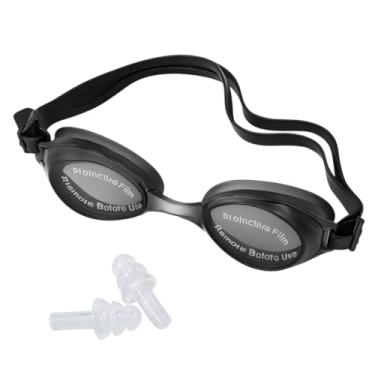 Imagem de Óculos De Natação Infantil Lente Antiembaçante Proteção UV E Protetor Auricular + Estojo (Preto)