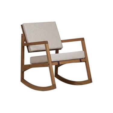 Imagem de Cadeira de Balanço de Madeira Estofada Comoditá Meu Móvel de Madeira - Jatobá e Tecido Bege
