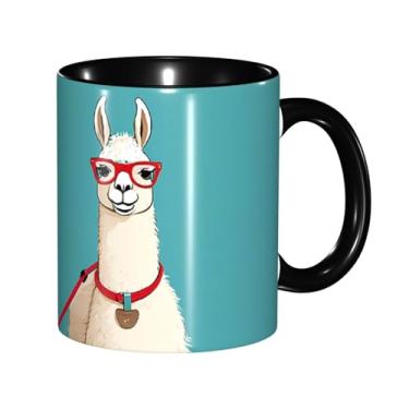 Imagem de Zeraoke Llama In A Scarf Print Canecas de café criativas, personalizadas, presente para a família, tamanho de 325 ml, unissex