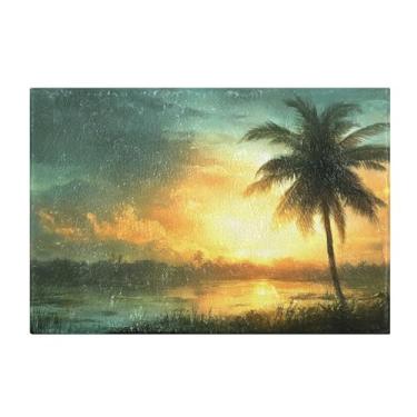 Imagem de WELLDAY Conjunto de tapetes de banheiro de 2 peças, tapetes de banheiro macios e absorventes antiderrapantes, tapete de banheiro paisagístico ao anoitecer para vaso sanitário, chuveiro 50 x 61 cm