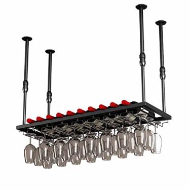 Imagem de APUM Suporte para copo de vinho para pendurar no teto, suporte para copos de vinho para decoração de teto, para bares, restaurantes, suporte de taças, altura ajustável