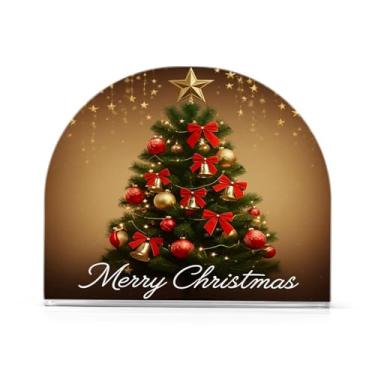 Imagem de Qilmy Lindo suporte de guardanapo de acrílico para árvore de Natal, porta-guardanapos para mesas cozinha restaurante decoração de casa, suporte decorativo moderno para guardanapos de coquetel de papel