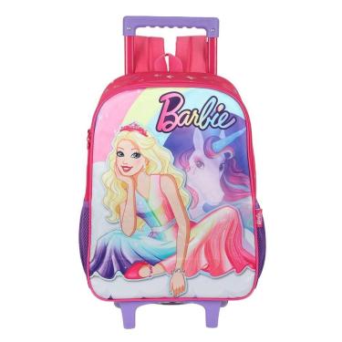 Imagem de Mochila de Rodinha Infantil - Barbie Unicórnio - Rosa - Luxcel