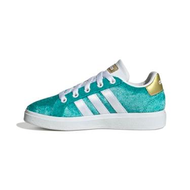 Imagem de adidas Tênis infantil unissex Disney Grand Court 2.0, Jasmim princesa/azul-petróleo/branco/dourado metálico, 12.5 Little Kid
