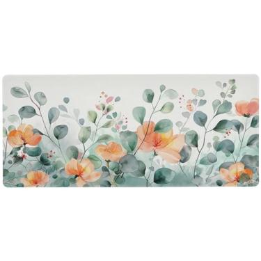 Imagem de xigua Tapete de mouse grande de flores silvestres em aquarela, tapete de mesa antiderrapante 89,9 x 39,9 cm, base de borracha de 3 mm de espessura, protetor de mesa para laptop, mesa de trabalho