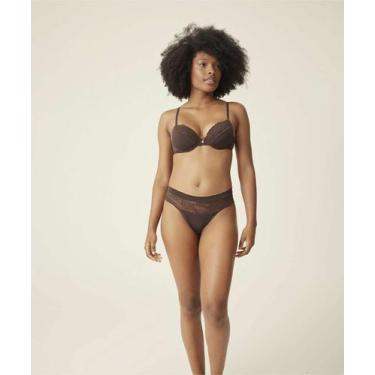 Imagem de Calcinha Biquini Recorte Renda Marisa-43027, Marrom, GG