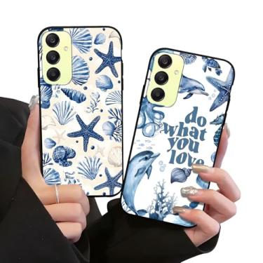 Imagem de Zrutru Pacote com 2 capas de telefone fofas oceânicas para Samsung Galaxy A26 5G 6,7 polegadas, Kawaii, concha, golfinho, estrela-do-mar, verão, praia, capa estética, preta, macia, TPU protetora, para