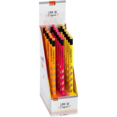 Imagem de Lápis Preto Sextavado HB Cutpoint Resina com Borracha Neon Display com