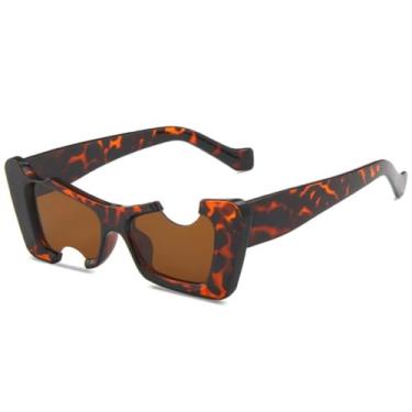 Imagem de HCPIHF Óculos de Armação Irregular Feminino Masculino Punk Hip Hop Outdoor UV400 (Marrom Leopardo)