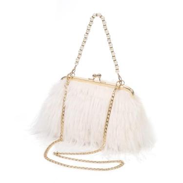 Imagem de Bolsa feminina de pele sintética, bolsa de mão longa com borla, ombro à noite, bolsa tiracolo para festa de casamento, Branco, One Size