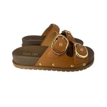 Imagem de Sandalia Papeti Feminina Sua Cia Camel com Detalhe de Fivela-Feminino