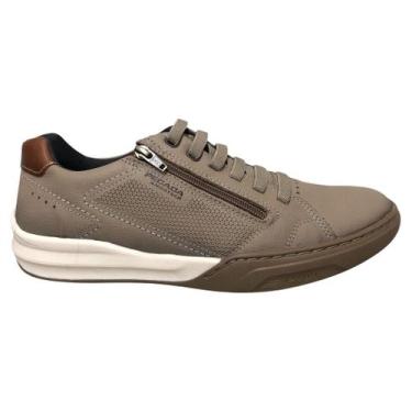 Imagem de Sapatênis Pegada Masculino Couro Zíper Lateral Elegância, Areia, 41