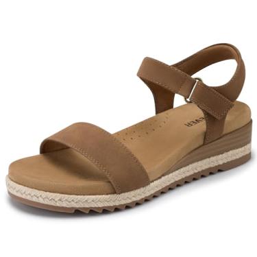 Imagem de SHIBEVER Sandálias femininas elegantes de cunha: espadrille verão casual plataforma suporte arco confortável sandália de caminhada para sapatos femininos, Bronzeado, 36