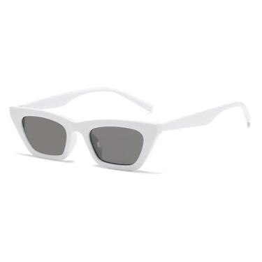 Imagem de Óculos de Sol Femininos Jelly Color Cat Eye com Armação Pequena e Proteção UV400 para Esportes ao Ar Livre, Corrida e Ciclismo, nas Cores Branco e Cinza