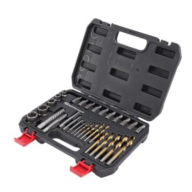 Imagem de Zhjvihx Conjunto de Extrator de Parafuso de 32 Unidades, Brocas HSS Esquerda e Extratores Multi-estrias Com Ranhura Em Espiral Reversa para Remover Porcas Quebradas, Parafusos