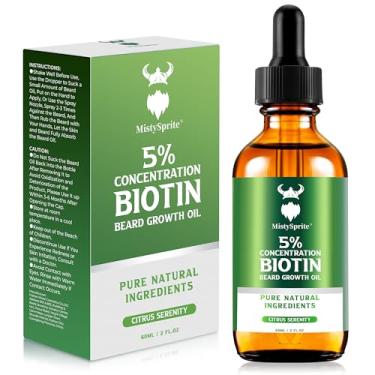 Imagem de MistySprite Óleo masculino para crescimento da barba – 5% de biotina, aroma cítrico serenidade, 59 g (pacote com 10) – Suaviza, condiciona, sem coceira e caspa, presente ideal