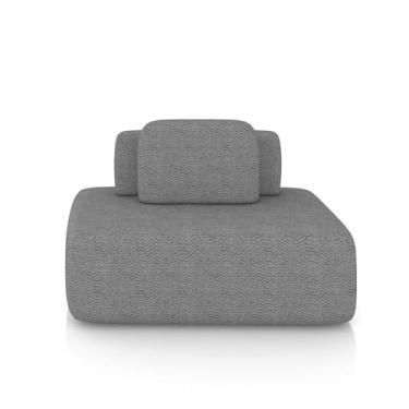 Imagem de Sofá Ilha Sala de Estar Modulado Dakota 142cm Encosto Almofada Solta Bouclê Rústico Cinza G33 - Gran Belo