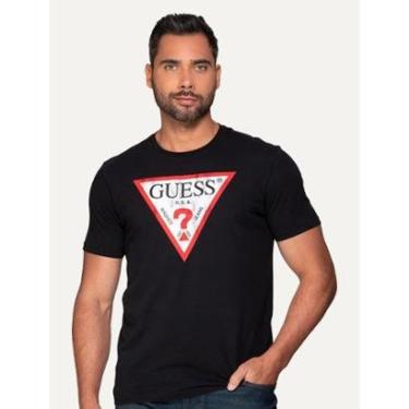 Imagem de Camiseta Guess Masculina Grunge Logo Print Preta-Masculino