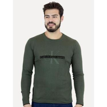 Imagem de Suéter Calvin Klein Jeans Masculino Tricot Logo Reissue Verde Militar-Masculino