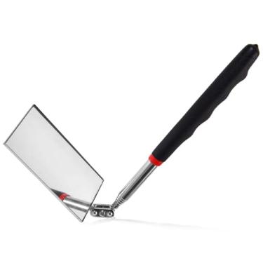 Imagem de Espelho telescópico de inspeção automática Espelhos mecânicos retangulares de cabeça giratória de 360° Espelhos extensíveis Espelho de inspeção de até 89 cm de comprimento em um bastão para verificar