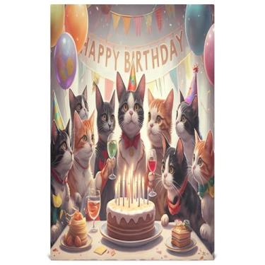 Imagem de Joisal Toalhas de prato decorativas modernas para cozinha gato festivo festa de aniversário balão bonito chá toalhas de mão lavar pratos absorventes 45 x 71 cm, 4 pacotes