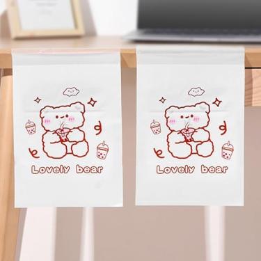 Imagem de 60 sacos de lixo autoadesivos de urso fofo, sacos de plástico descartáveis para uso doméstico, escritório e ao ar livre - urso adorável