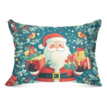 Imagem de Capas de almofada padrão de Papai Noel de Natal com zíper 50 x 66 cm