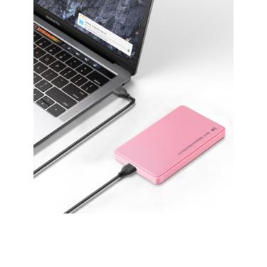 Imagem de Caixa de disco rígido de 2,5 polegadas, 5 Gbps USB 3.0 para SATA III sem ferramentas, capa para disco rígido externo para SSD HDD de 2,5 polegadas 9,5 mm 7 mm até 4 TB (rosa)
