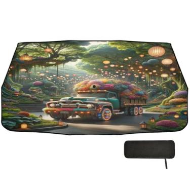 Imagem de Guarda-sol Fantasy Truck in Garden Para-brisa Guarda-sol com bloqueio UV para caminhões 147.3 cmx75.4 cm