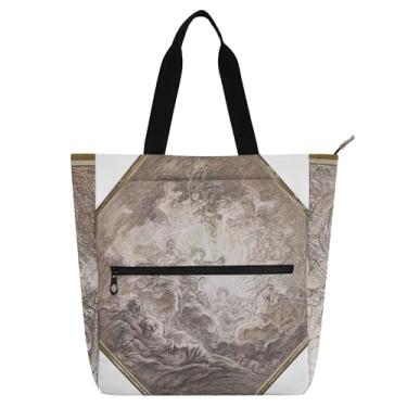 Imagem de GAIGEO Francois Lemoyne Hercules Bolsa de trabalho com estampa feminina, bolsa escolar de lona com zíper, bolsas de professor com compartimentos