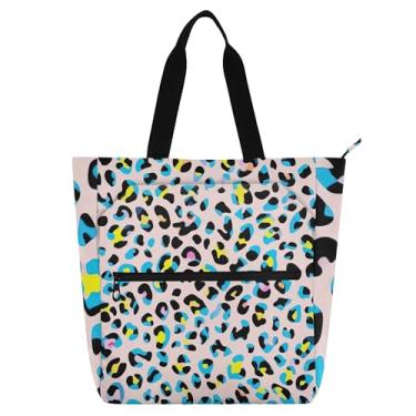 Imagem de Bolsa feminina de tecido de lona com estampa de leopardo com estampa de leopardo, bolsas para professores, livros, presente para amantes de livros