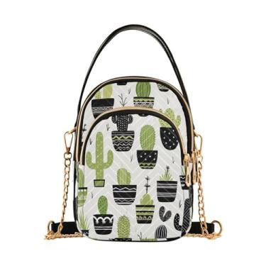 Imagem de Bolsa tiracolo feminina verde e preta Cacti Colors Bolsa transversal com alça longa, bolsa tiracolo elegante, Cactos nas cores verde e preto-4, One Size