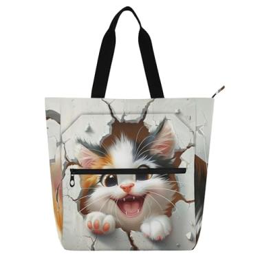 Imagem de GAIGEO Sacola feminina de lona para escola, praia, escola, bolsas de professores, com compartimentos