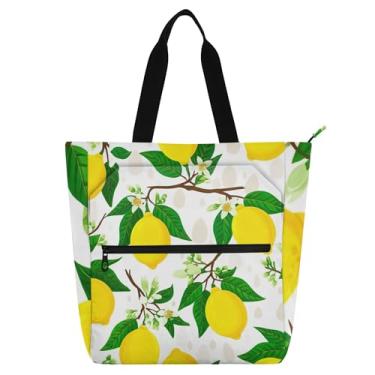 Imagem de Lemons Green Leaves Bolsas femininas para trabalho, lona, faculdade, escola, bolsas, professores, livros, presentes