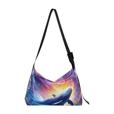 Imagem de Muitos patos de borracha em uma bolsa Hobo de ombro leve azul, bolsa de ombro de couro, bolsa tiracolo de couro para homens, Pintura de baleia gigante - 1, One Size