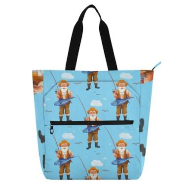 Imagem de GAIGEO Linda bolsa de trabalho feminina azul celeste pescador de lona escolar bolsa de livro para professores presente para amantes de livros