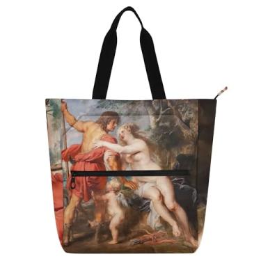 Imagem de GAIGEO Rubens Painting Venus Adonis Prints Bolsas femininas para trabalho lona praia livro tote com zíper utilitário bolsas infantis com compartimentos