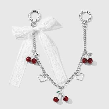 Imagem de 1 unidade de berloques de fita para bolsas de mão pingente de pérola cereja corrente decorativa para bolsas de ombro