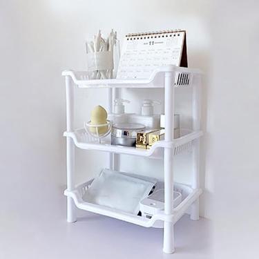 Imagem de GLOGLOW Organizador de Bancada de Banheiro de 3 Camadas, Prateleira de Maquiagem de Plástico Removível para Banheiro, Cozinha e Quarto, Suprimentos de Armazenamento