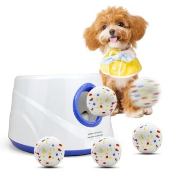 Imagem de SARIEN Lançador automático de bolas para cães com 6 bolas, 3 configurações de distância ajustáveis de 30 a 1,5 m, brinquedo interativo para cães pequenos e médios, uso interno e externo