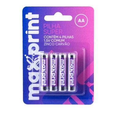 Imagem de Pilha Pequena AA Zinco Carvão com 4 Maxprint