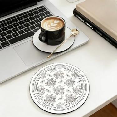 Imagem de Porta-copos absorvente estilo americano – Tapete de mesa redondo antiderrapante resistente ao calor, copo de luxo fácil de limpar e almofada de prato (cinza)