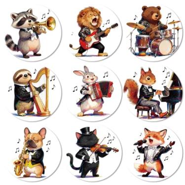 Imagem de ANATTASOUL Conjunto de 9 porta-copos de animais, músicos, porta-copos de madeira coloridos, presente de inauguração de casa redonda para casa nova, proteção de mesa de centro decorativa de 9,9 cm para