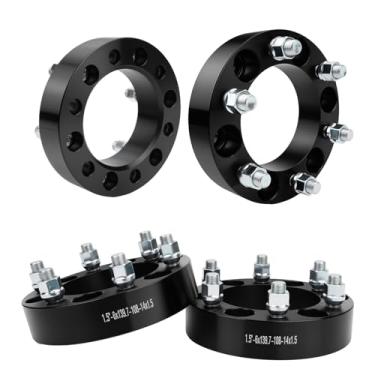 Imagem de Autodevil Espaçadores de roda 6 x 5,5 cm (6 x 139,7 mm) PCD 108 mm Furo do cubo M14x1,5 adaptadores de roda de parafuso prisioneiro 4 peças acessórios de roda de carro aptos para Silverado Ram