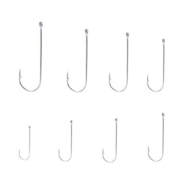 Imagem de 50 Peças De Anzóis De Pesca De Aço Carbono Inoxidável Com Cabo Reto Es