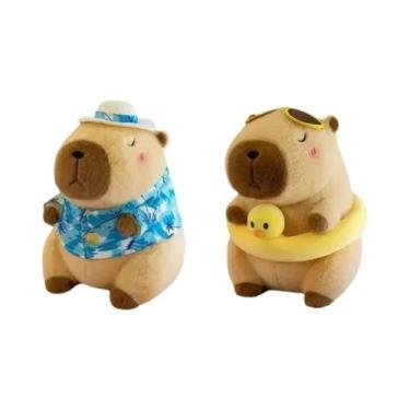 Imagem de Bonecos De Pelúcia Capivara De Verão Para Praia, Família De Três, Figu